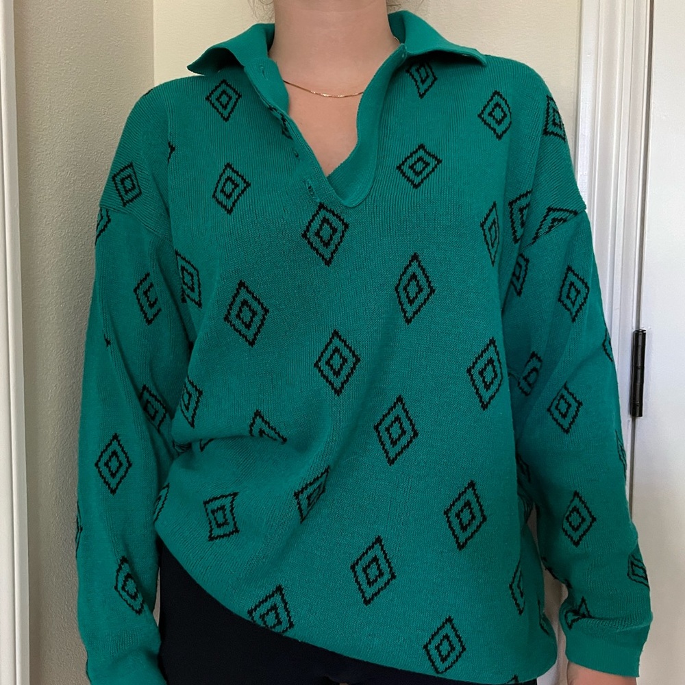 green sweater